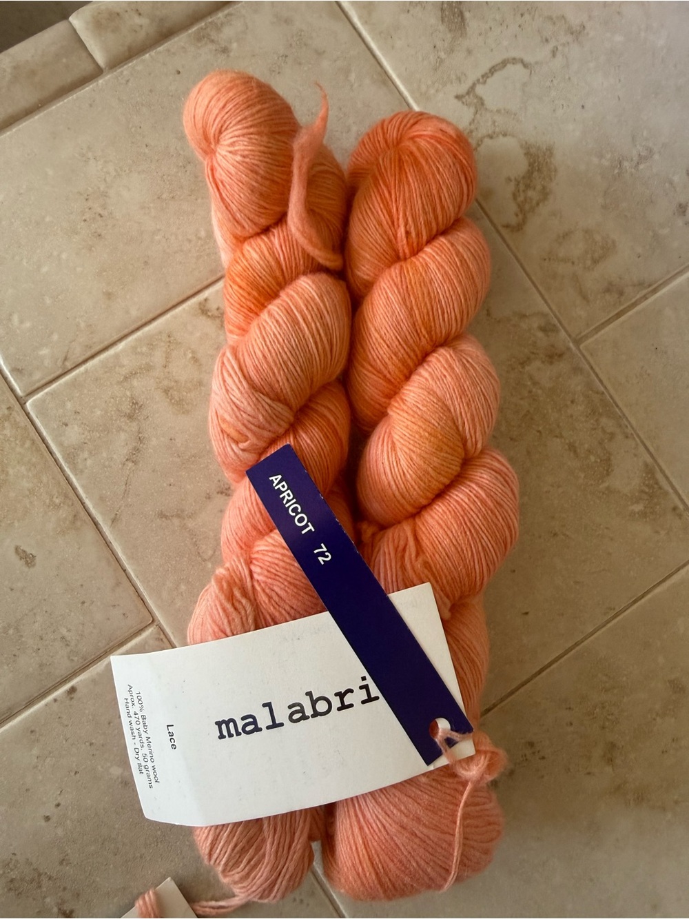 Malabrigo Apricot Lace Wrap Yarn - Soft Peach-Orange 2 Hanks